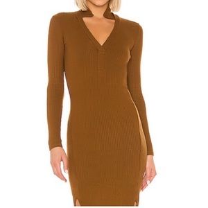 NWOT Enza Costa step hem camel dress - xs